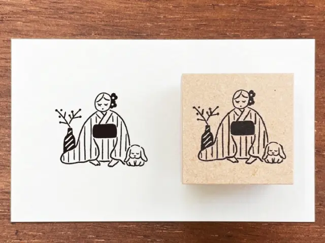 Stamp Marche Girl Rubber Stamp - Greetings
