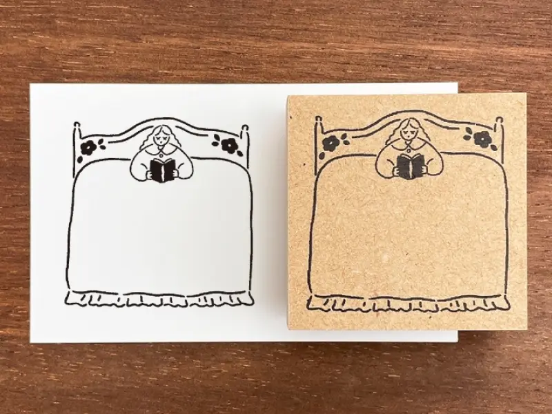 Stamp Marche Girl Rubber Stamp - Reading In Bed