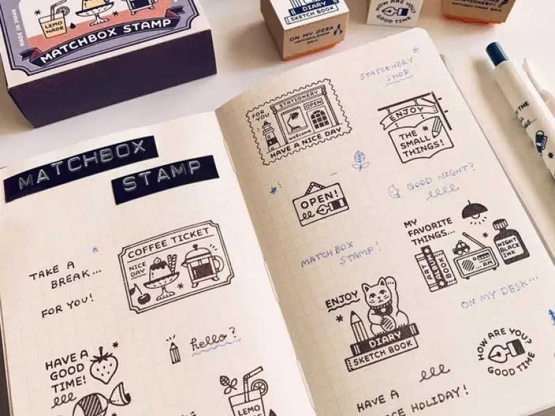 SANBY x Eric Matchbox Stamp Set - Coffee Shop