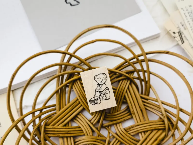 Krimgen Rubber Stamp No.7 - Bear Wheelbarrow