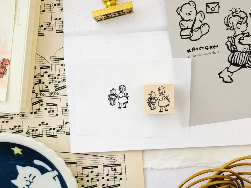 Krimgen Rubber Stamp No.120 - Bear And Girl