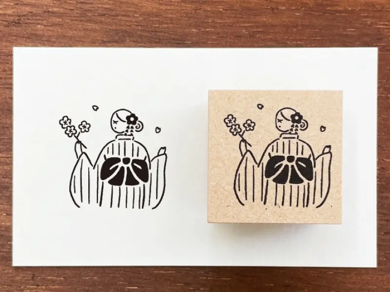 Stamp Marche Girl Rubber Stamp - Cherry Blossoms