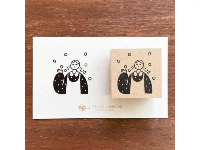 Stamp Marche Girl Rubber Stamp - Falling Petals