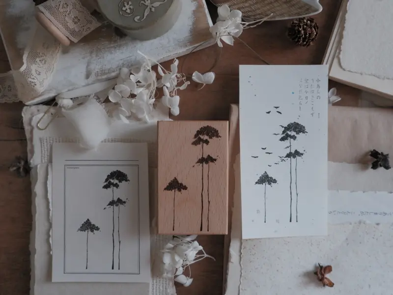 Pre-Order Jeenzaa Zoey Rubber Stamp Falling Tree - Group Of Trees