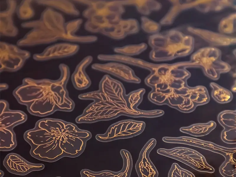 Baicangjia Studio Gold Foil PET Tape Stickers - Blossom