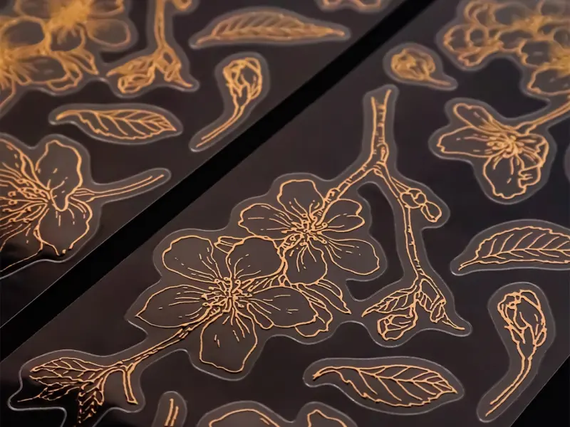 Baicangjia Studio Gold Foil PET Tape Stickers - Blossom