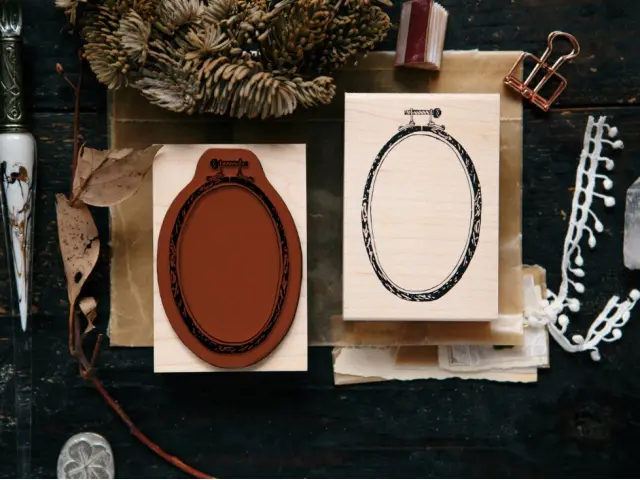 OURS Ellipse Embroidery Hoop Rubber Stamp