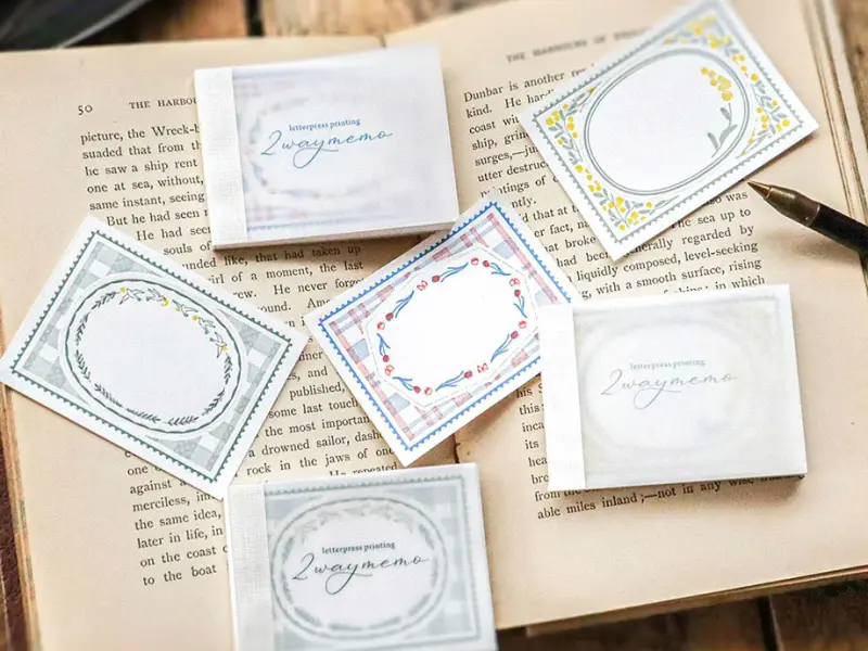 Keibunsha Two-Way Letterpress Pocket Memo - Hoshi And Tori