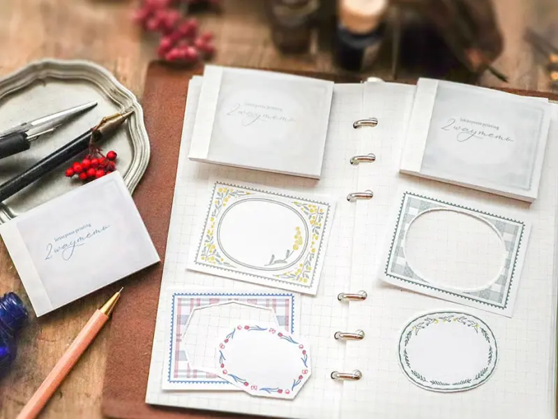 Keibunsha Two-Way Letterpress Pocket Memo - Hoshi And Tori