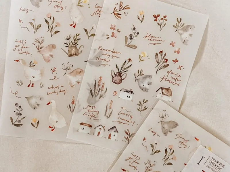 Meow Illustration Transfer Stickers - Woodland Story