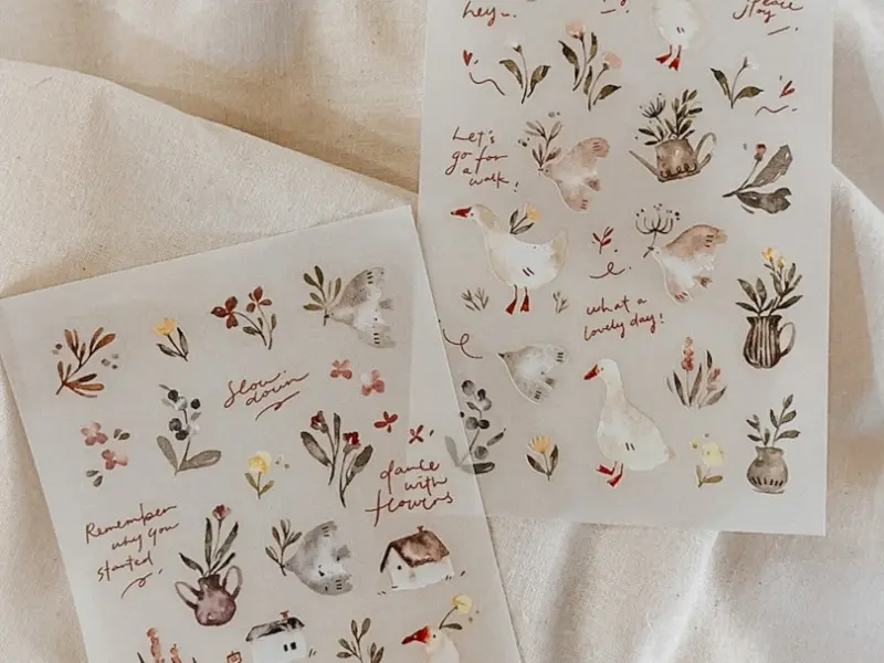 Meow Illustration Transfer Stickers - Woodland Story