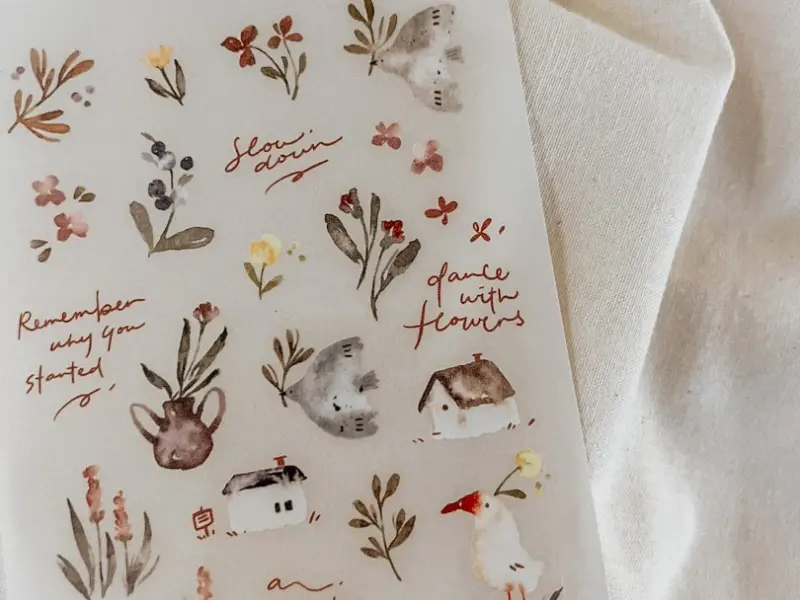 Meow Illustration Transfer Stickers - Woodland Story