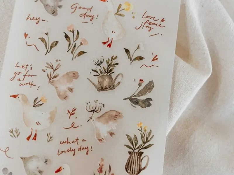 Meow Illustration Transfer Stickers - Woodland Story