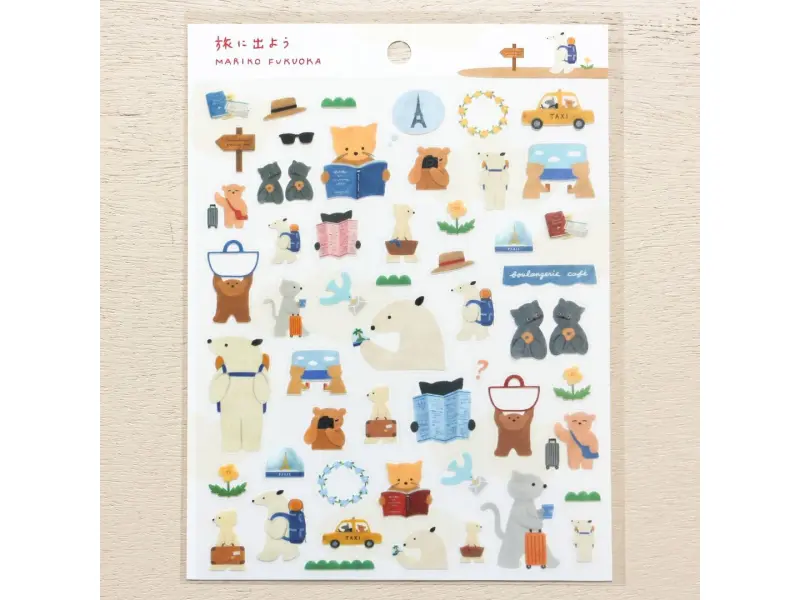 Cozyca x Mariko Fukuoka Clear Stickers - Lets Go On a Trip