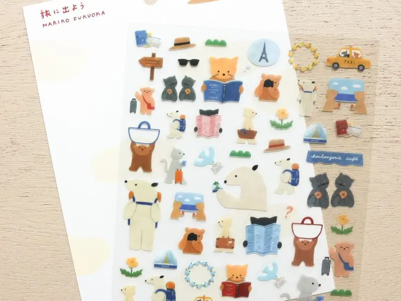 Cozyca x Mariko Fukuoka Clear Stickers - Lets Go On a Trip