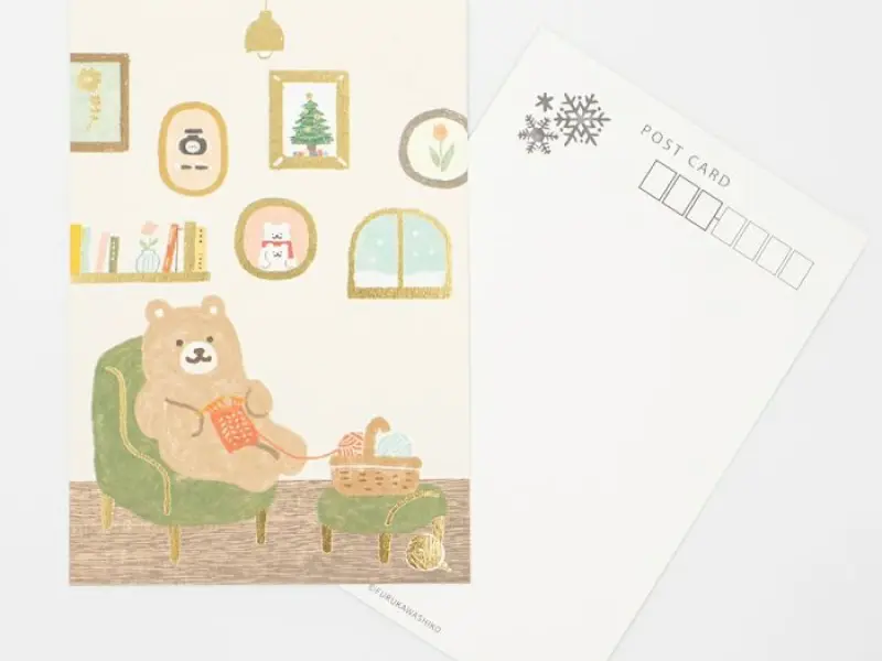 Furukawa Postcard - Knitting Bear
