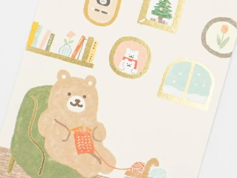 Furukawa Postcard - Knitting Bear