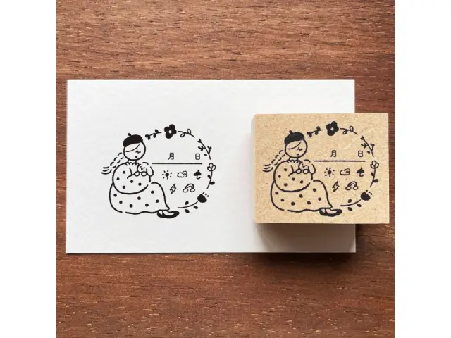 Stamp Marche Girl Rubber Stamp - Weather Flower Frame