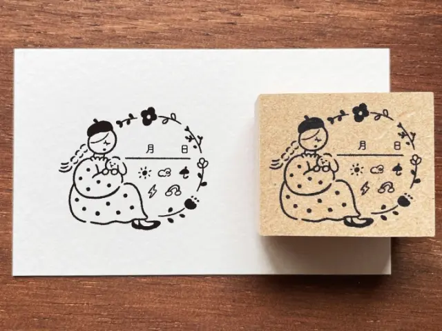 Stamp Marche Girl Rubber Stamp - Weather Flower Frame