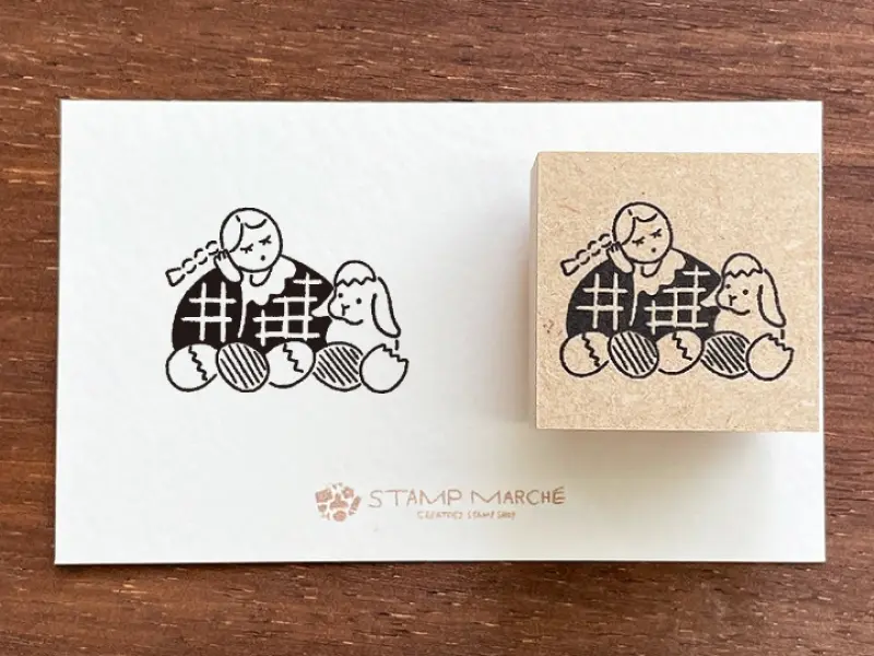 Stamp Marche Girl Rubber Stamp - Easter