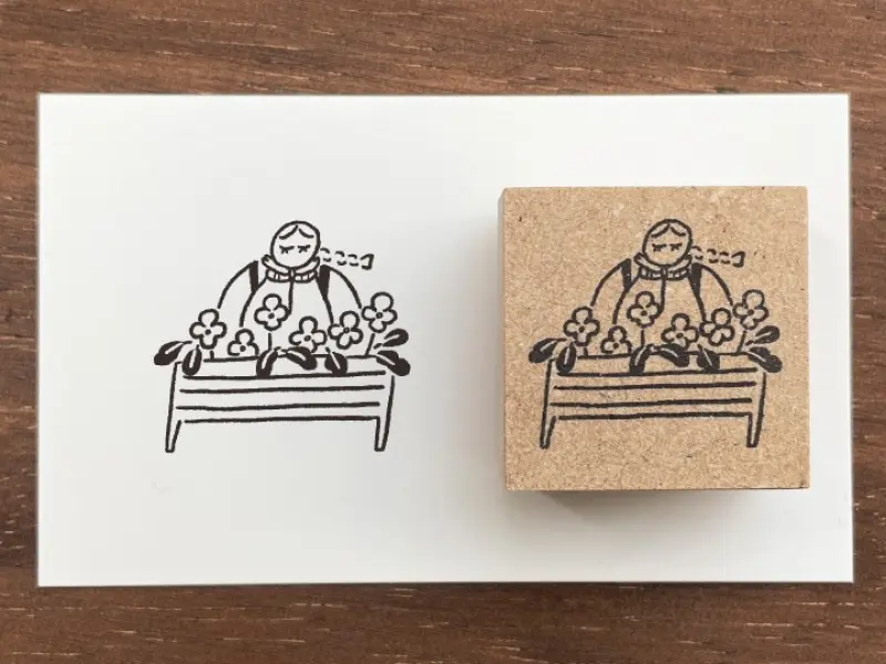 Stamp Marche Girl Rubber Stamp - Flower