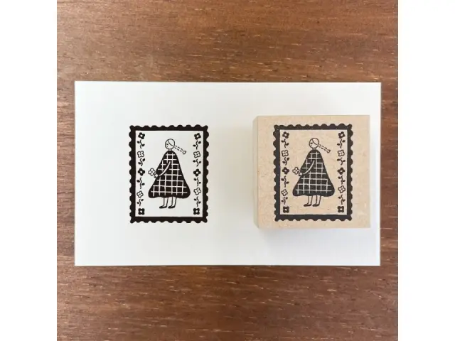 Stamp Marche Girl Rubber Stamp - Square Frame