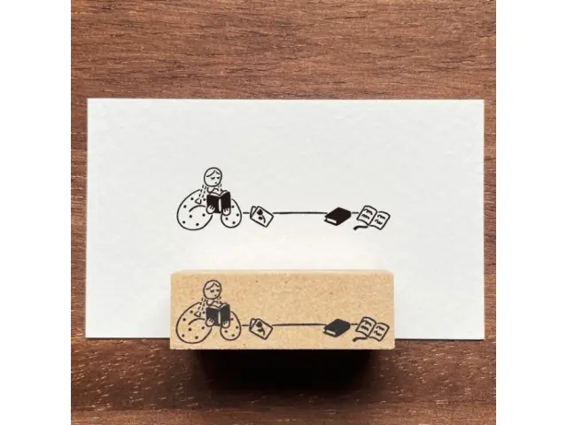 Stamp Marche Girl Rubber Stamp - Reading