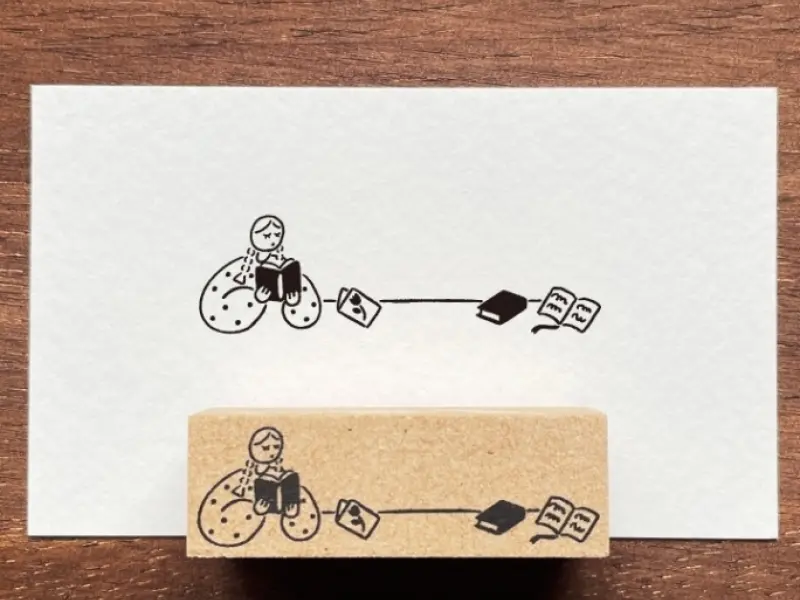 Stamp Marche Girl Rubber Stamp - Reading