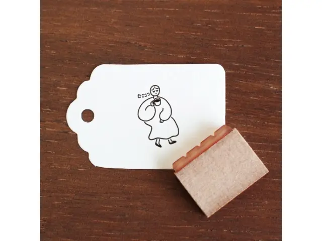 Stamp Marche Small Rubber Stamp - Drinking Coffee