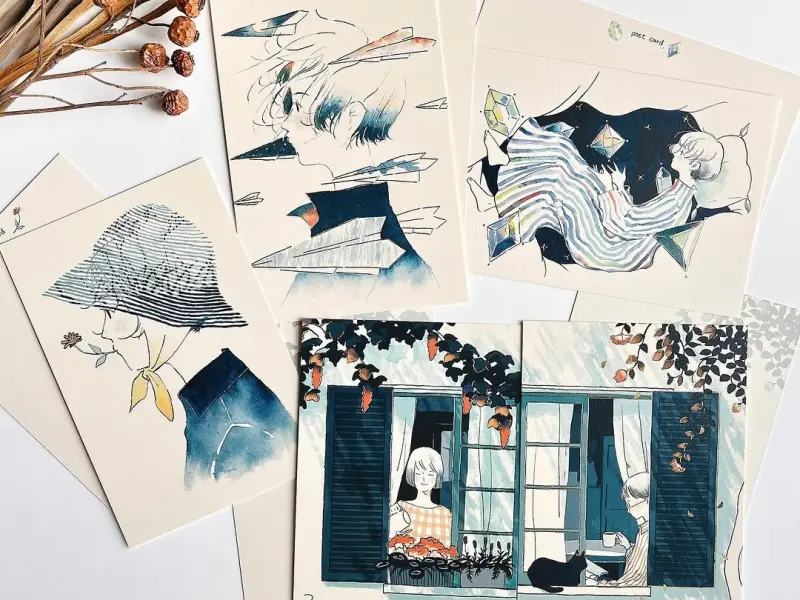 Cozyca x Sayuri Fujimaki Postcard - Window Watering Can