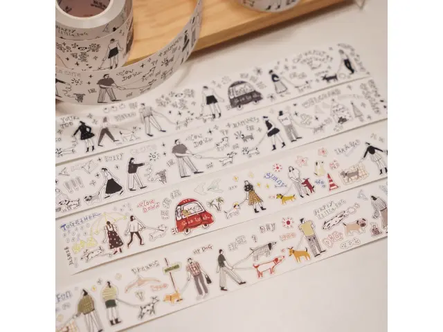 Wanle Studio Kiss-Cut Washi Tape - Walking With Dog