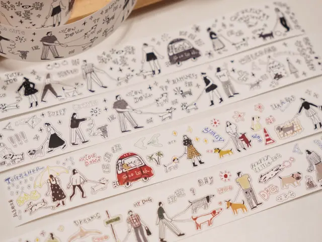 Wanle Studio Kiss-Cut Washi Tape - Walking With Dog