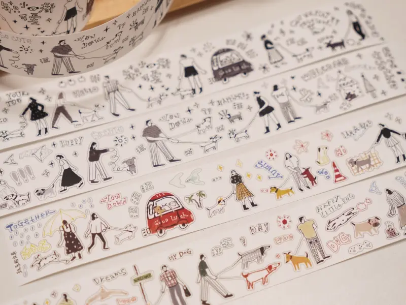 Wanle Studio Kiss-Cut Washi Tape - Walking With Dog