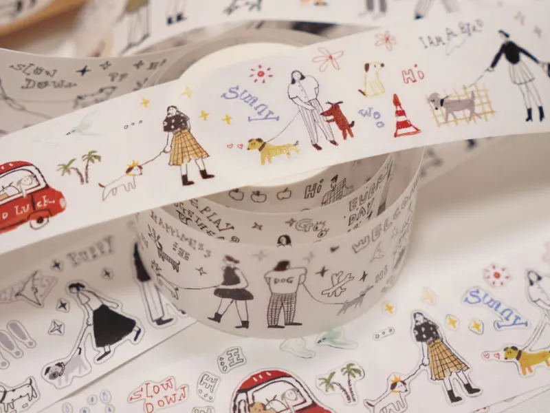 Wanle Studio Kiss-Cut Washi Tape - Walking With Dog