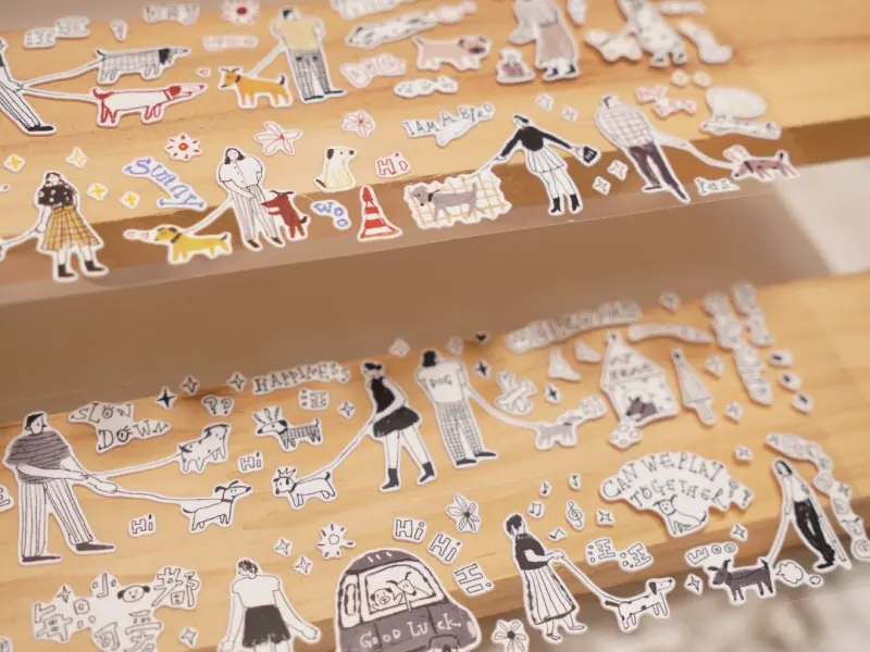 Wanle Studio Kiss-Cut Washi Tape - Walking With Dog