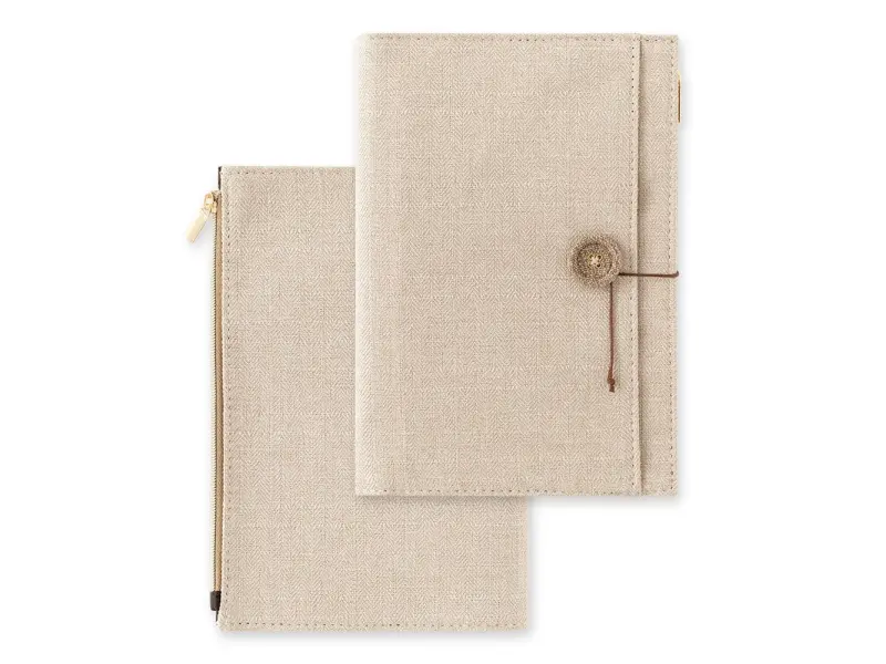 Midori Yuru Log B6 Notebook Cover - Beige Fabric