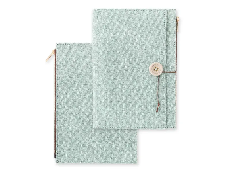 Midori Yuru Log B6 Notebook Cover - Light Blue Fabric