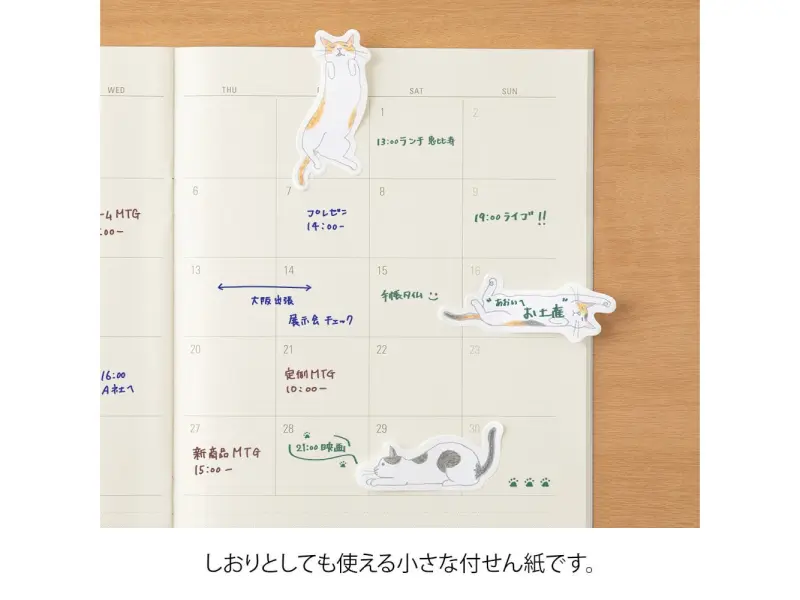 Midori Sticky Notes - Relaxed Cat Index Markers