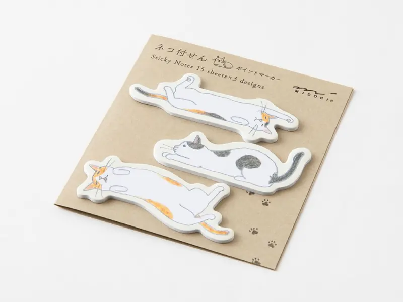 Midori Sticky Notes - Relaxed Cat Index Markers