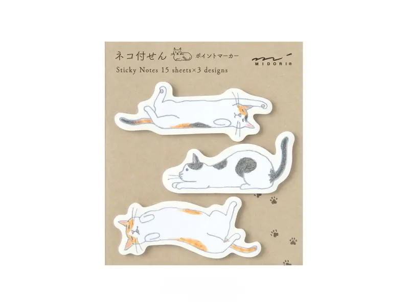 Midori Sticky Notes - Relaxed Cat Index Markers