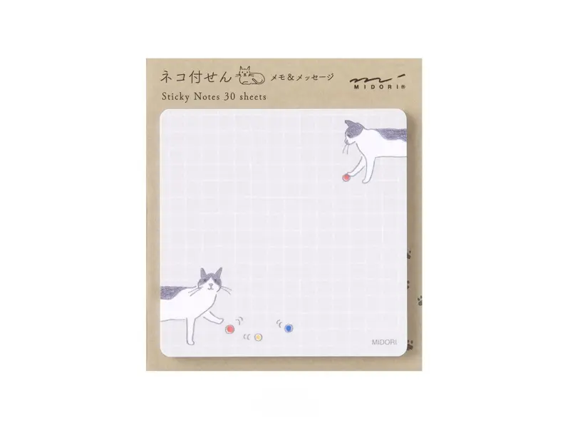 Midori Sticky Notes - Cat and Ball