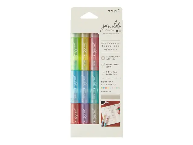 Midori Join Dots Interconnecting Pen Set in Light Tones