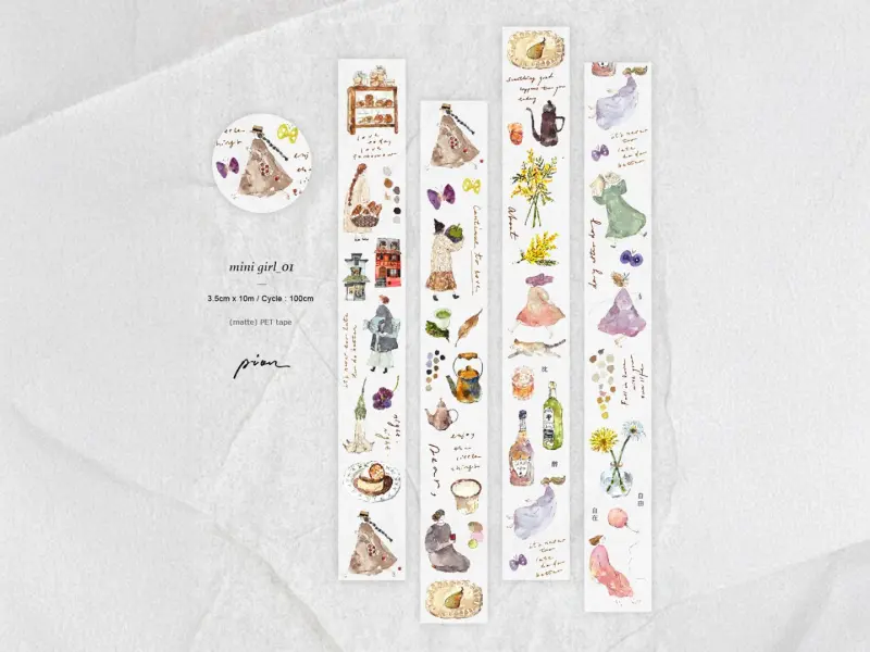 Pion Matte PET Kiss-Cut Tape - Mini Girl 01