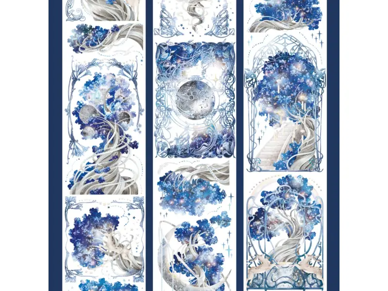 Shine Washi Tape Sample - World Tree Blue