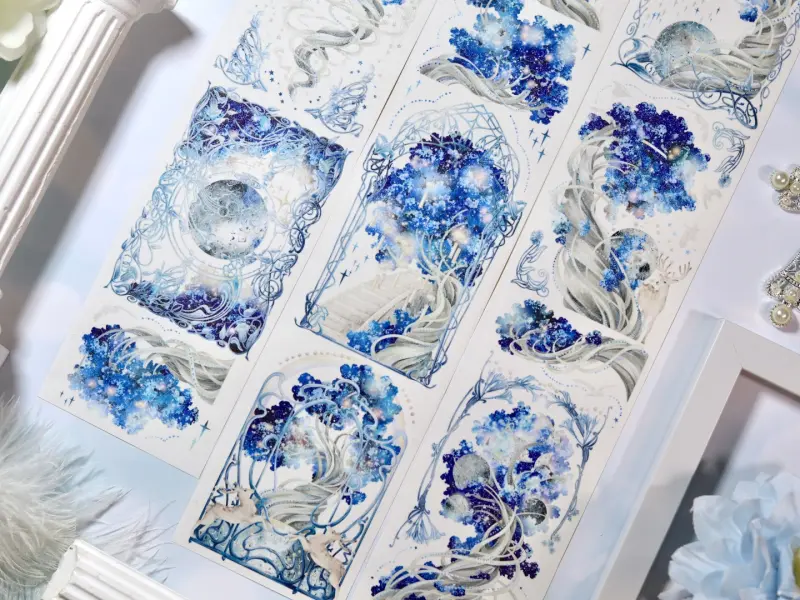 Shine Washi Tape Sample - World Tree Blue