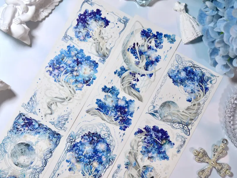 Shine Washi Tape Sample - World Tree Blue