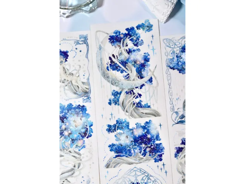 Shine Washi Tape Sample - World Tree Blue