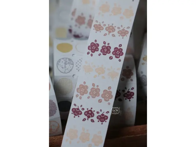 LCN Label Sticker Roll - Spring Flower Red Tone