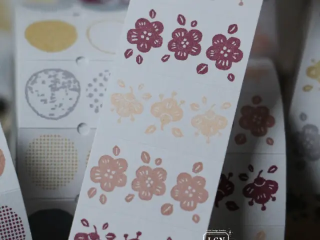LCN Label Sticker Roll - Spring Flower Red Tone