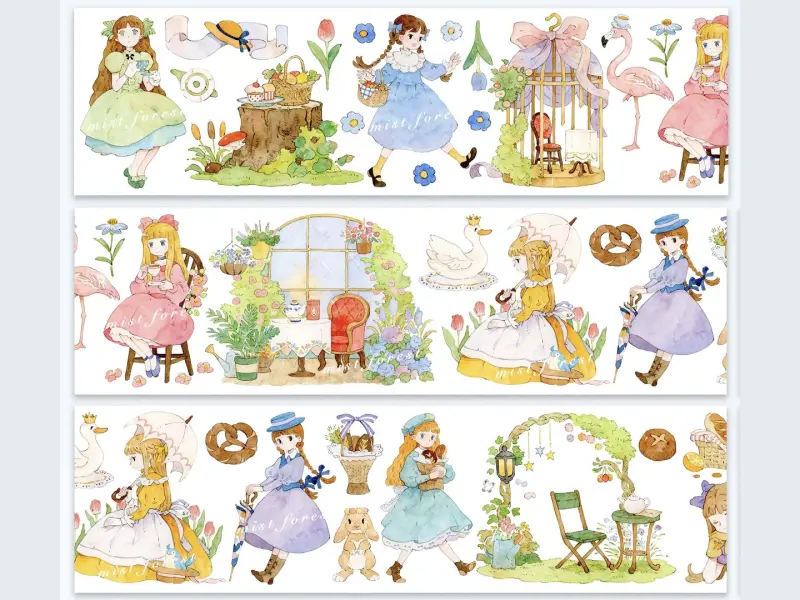 Mist Studio Washi Tape Sample - Rose’s Afternoon Tea